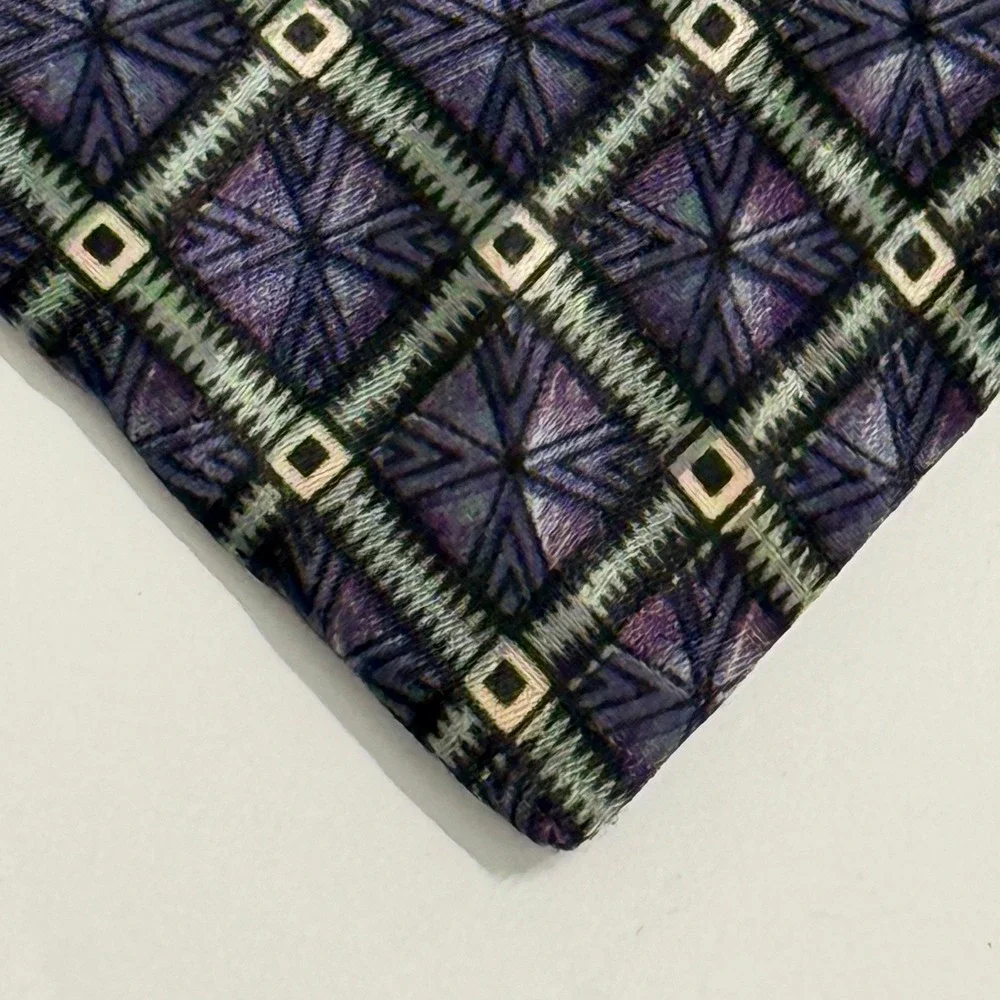 Vintage Adolfo Couture Purple Geometric 100% Silk Necktie Men's Classic Tie